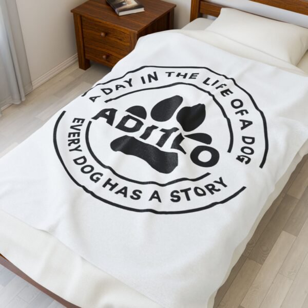 Dog Lovers Velveteen Plush Blanket, Cozy Pet Gift, A Day in the Life of a Dog Decor, Birthday Present, Dog Mom Blanket, Pet Memorial - Image 3