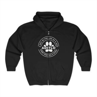 Pet Lover's Full Zip Hoodie - A Day in the Life of a Dog, Dog Mom Gift, Animal Rescue Shirt, Cozy Dog Hoodie, Pet Adoption Awareness