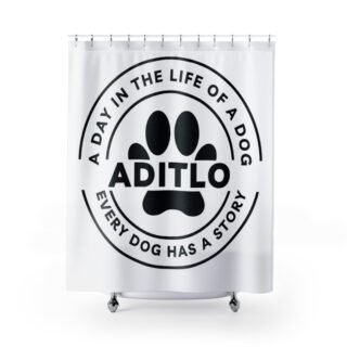 Dog Lover Shower Curtain - A Day in the Life of a Dog, Pet Bathroom Decor, Gifts for Dog Owners, Dog Themed Home, Dog Paw Print