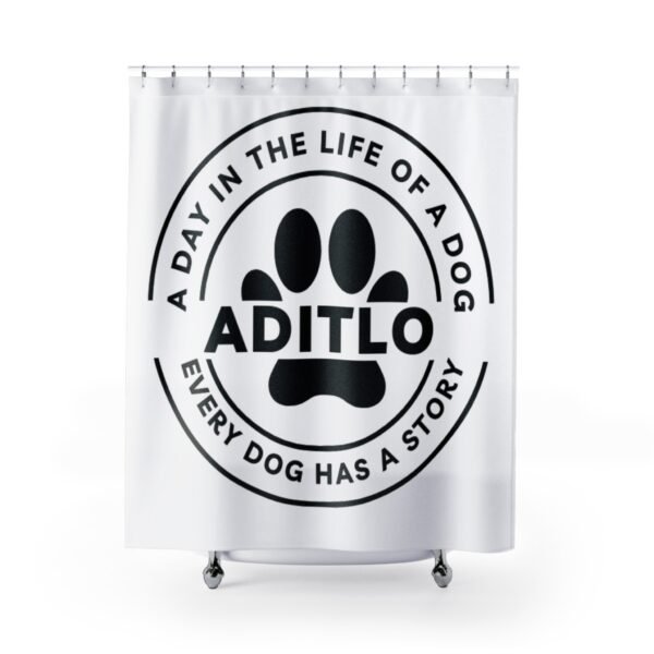 Dog Lover Shower Curtain - A Day in the Life of a Dog, Pet Bathroom Decor, Gifts for Dog Owners, Dog Themed Home, Dog Paw Print