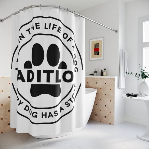 Dog Lover Shower Curtain - A Day in the Life of a Dog, Pet Bathroom Decor, Gifts for Dog Owners, Dog Themed Home, Dog Paw Print - Image 4